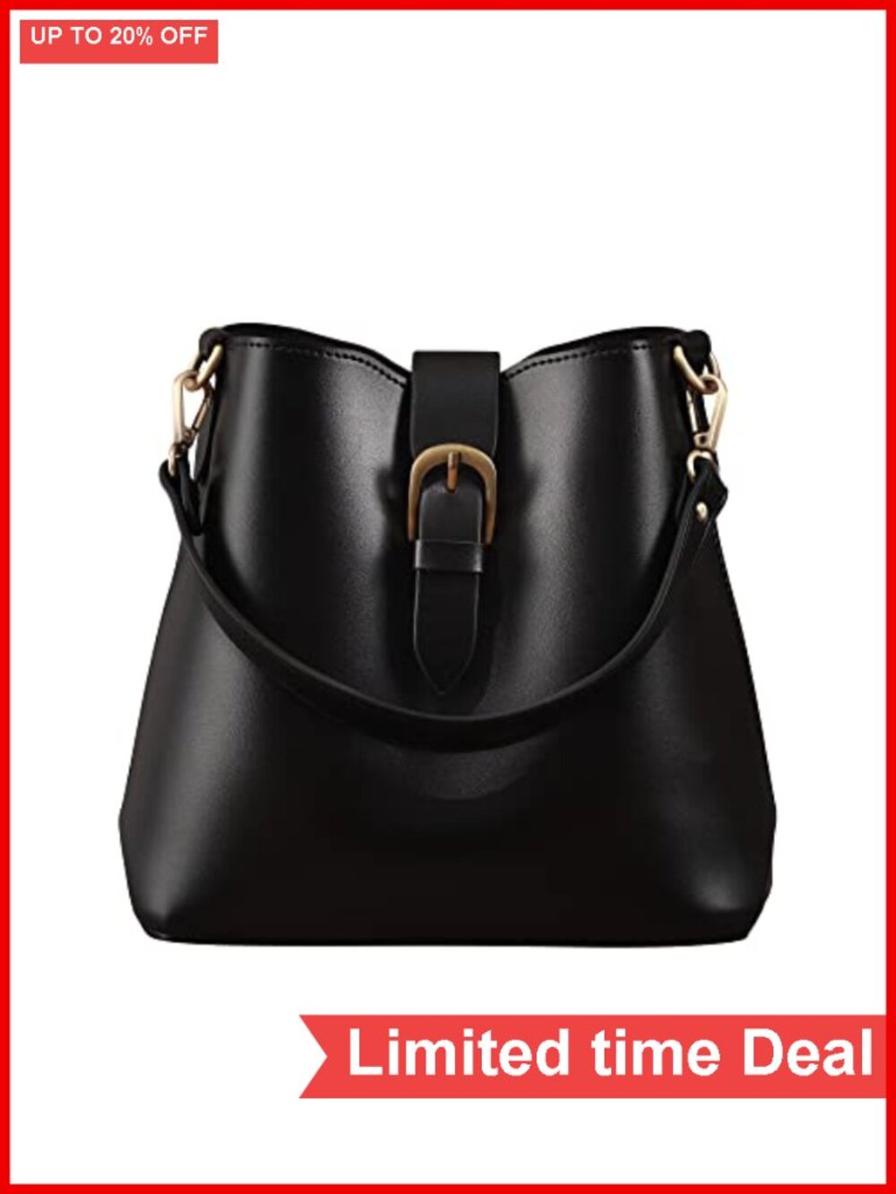 Vegan Leather Bucket Bag Women Hobo Faux Leather Retro Shoulder Purse